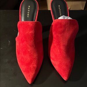 Natori Bold Red Suede Mules